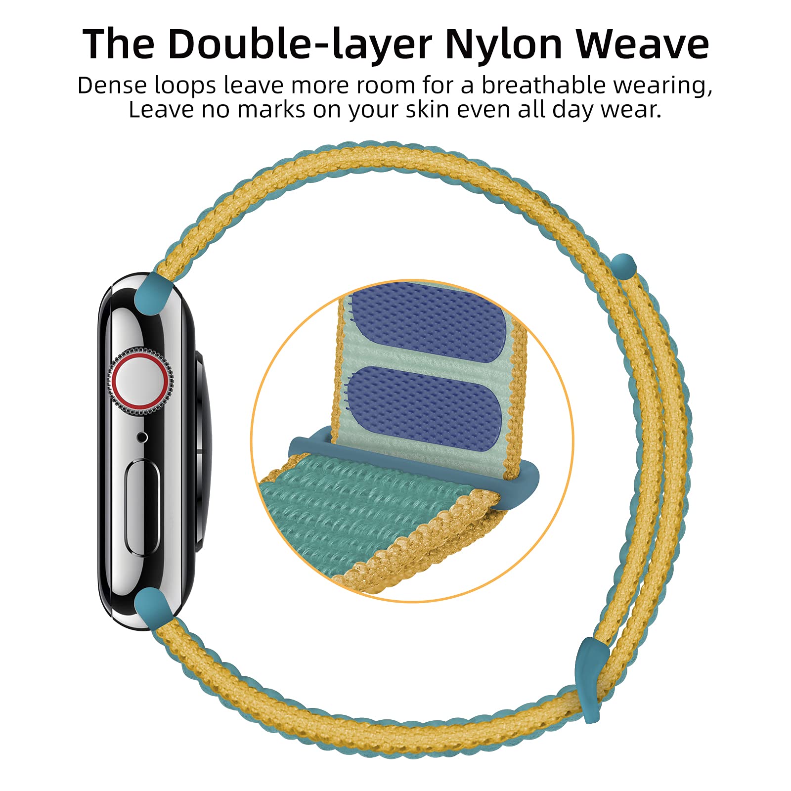 OXWALLEN Sport Loop Nylon Band for Apple Watch Series 9/8/7/6/5/4/3 SE 2/1 - Adjustable Braided Fabric Strap Compatible with 41mm 40mm 38mm iWatch - Comfortable & Durable for Women & Men - Perfect for Running, Gym & Outdoor Activities