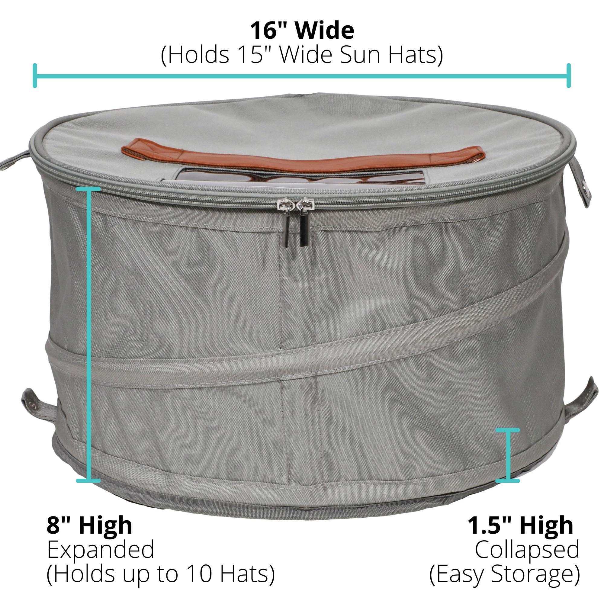 Stackable Round Pop-Up Hat Storage Box with Lid - Dustproof Closet Organizer for Cowboy, Sun & Beach Hats - Travel-Friendly Stuffed Animal & Toy Storage Container (Gray, 1 Pack) - Perfect for Bedroom, Closet & Travel Organization