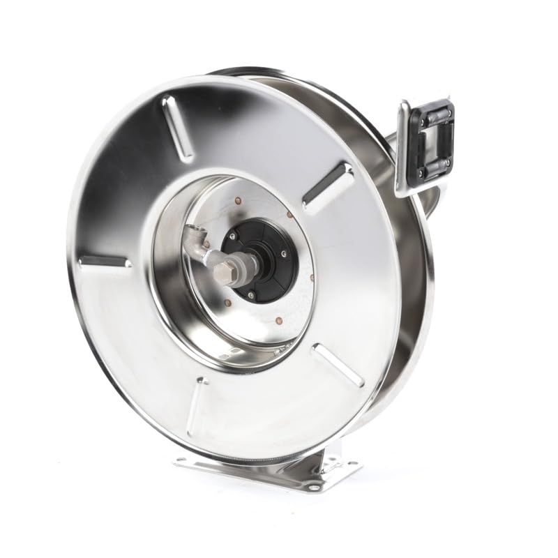 Reelcraft 7800 OLS Spring Retractable Stainless Steel Hose Reel - 50 Foot Heavy Duty Air & Water Hose Reel for Garage, Workshop, and Industrial Use (Hose Not Included)