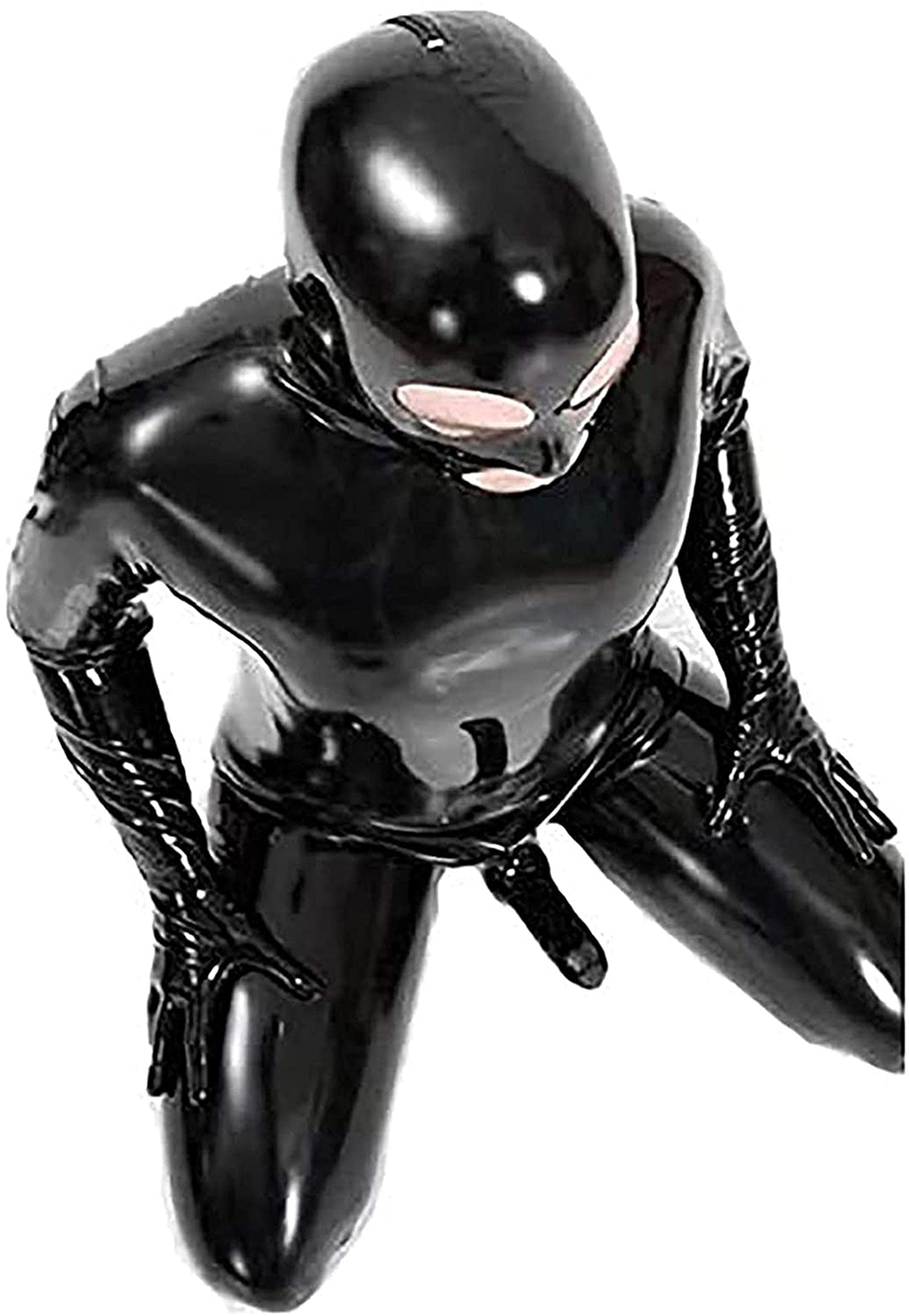 Men's Shiny PVC Wet Look Latex Catsuit - Sexy Stage & Cosplay Jumpsuit for Nightclub, Fetish & Prisoner Costume (XL) - Perfect for Halloween, BDSM & Role Play