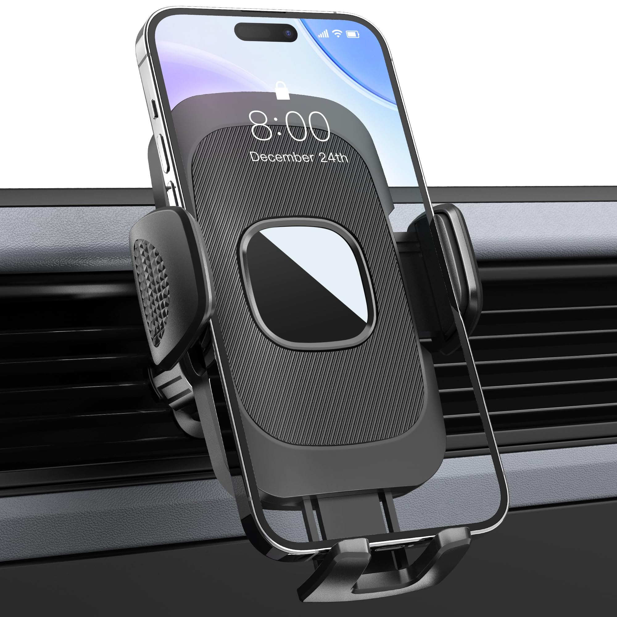 360° Adjustable Car Phone Holder with Air Vent Mount - Ultra Stable Hook for iPhone & Samsung (4.0-7 Inch) | Perfect for Commuting, Road Trips & GPS Navigation