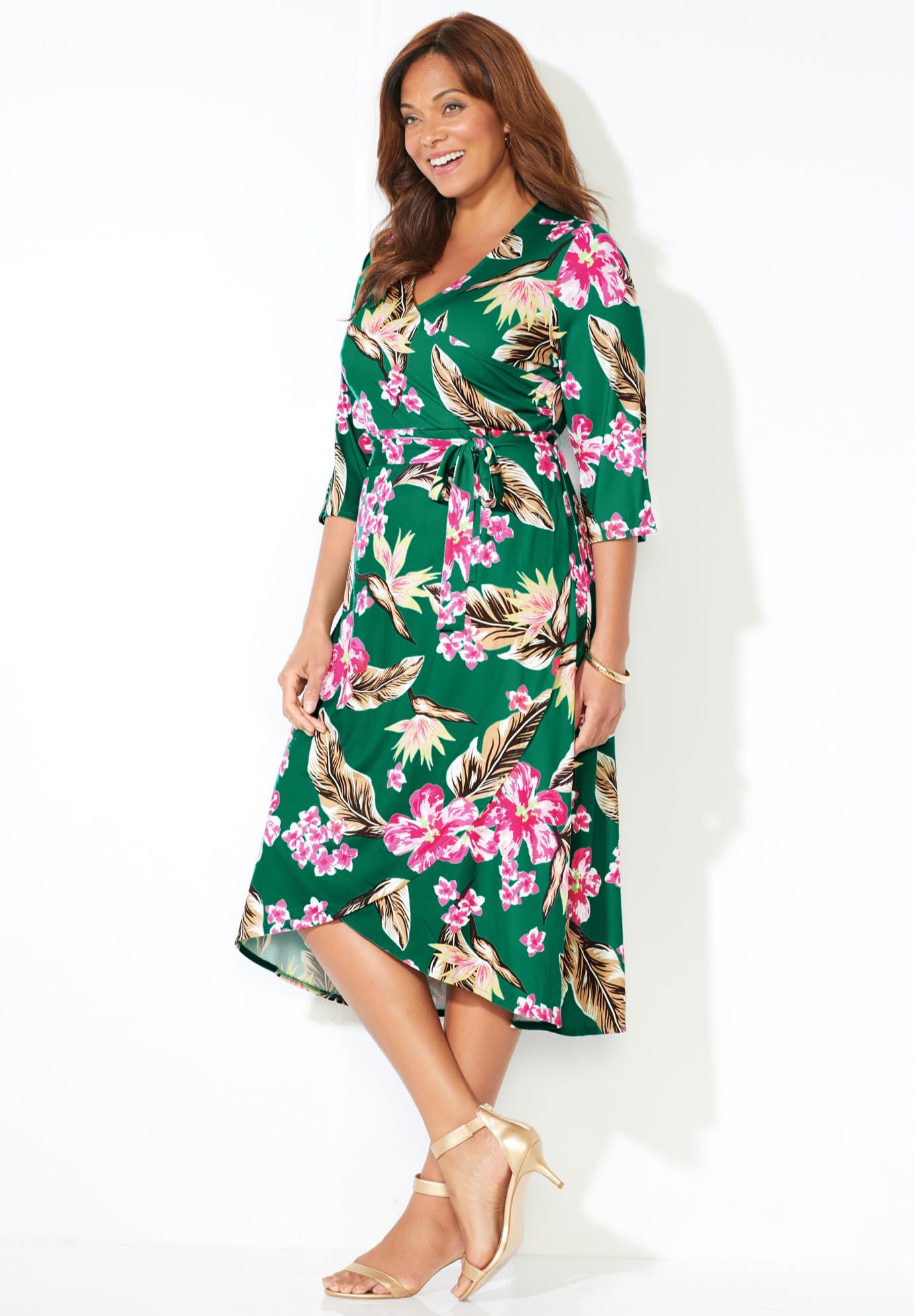**Catherine's Women's Plus Size Easy Faux Wrap Dress – Flattering & Comfortable for Work, Parties & Special Occasions**