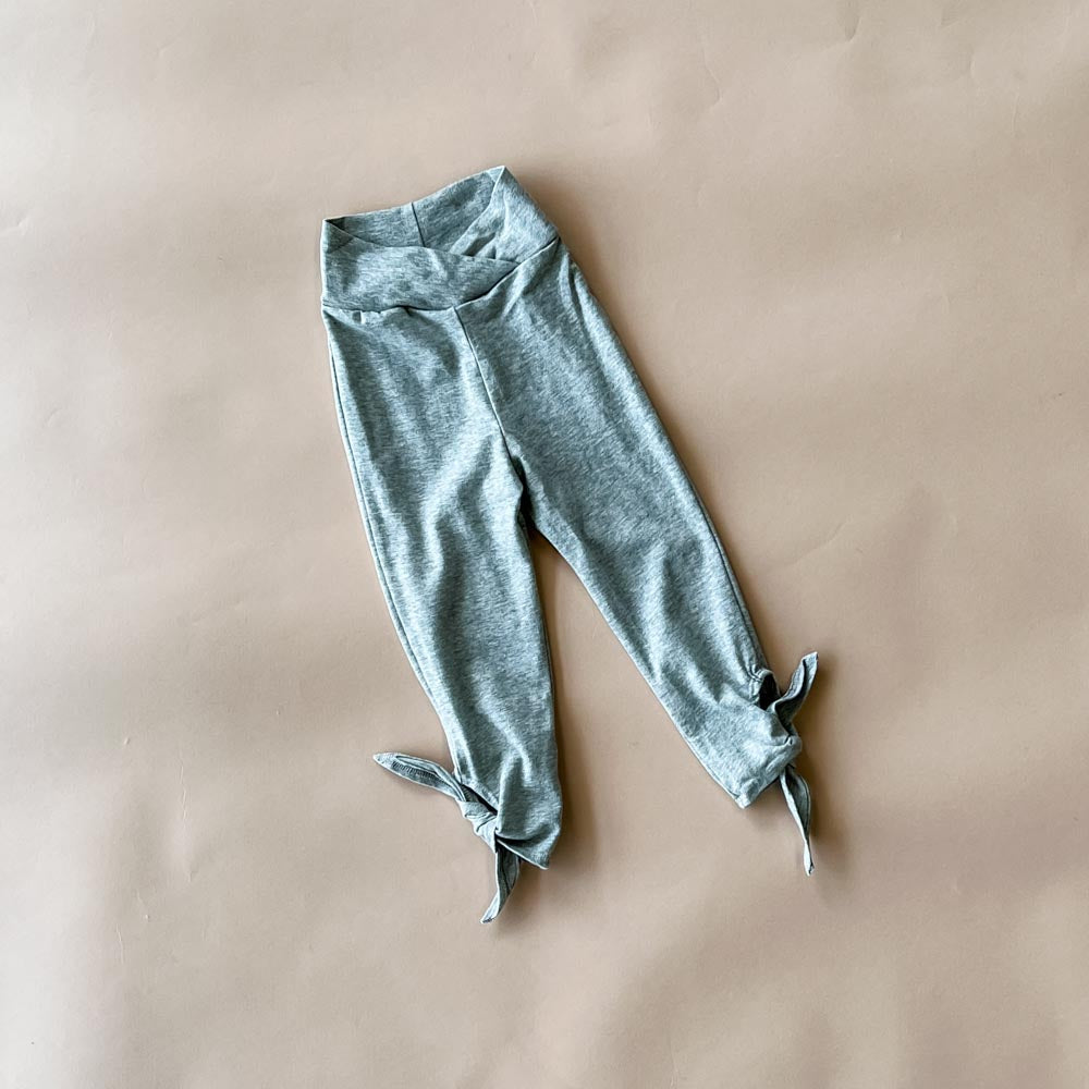 Tie Capri Leggings for Women - Soft Heather Gray Yoga Pants | Perfect for Workouts, Yoga & Casual Wear
