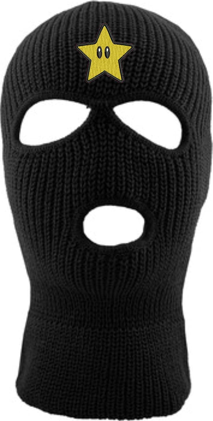 Star Ski Mask for Adults - Embroidered Full Face Cover, Knitted Beanie with Warm Graphic Design - Perfect for Winter Sports, Snowboarding & Cold Weather Protection