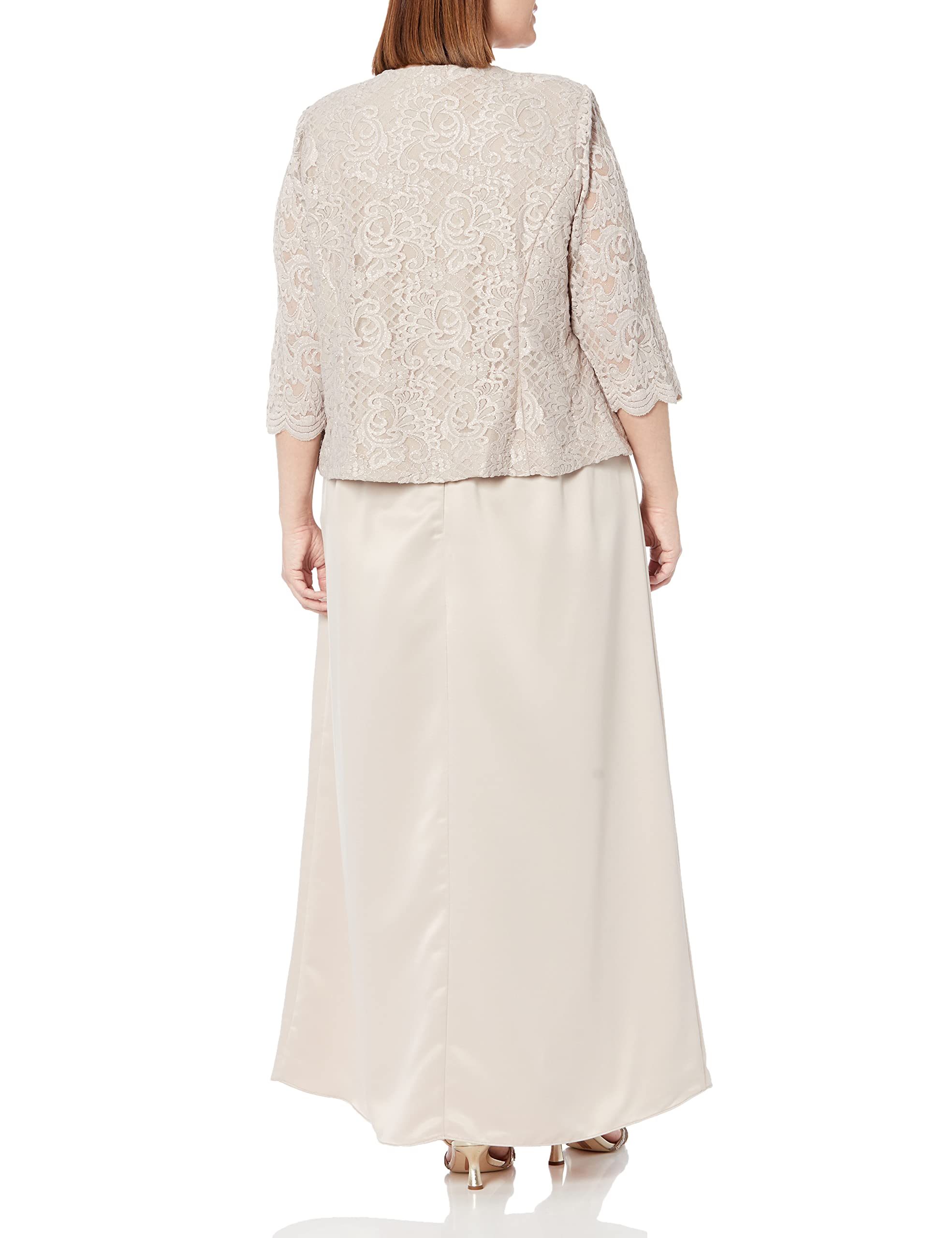 Alex Evenings Women's Plus Size Long A-Line Mock Dress with Jacket | Formal Evening Gown for Weddings, Parties & Special Occasions | Elegant Plus Size Dress with Matching Jacket