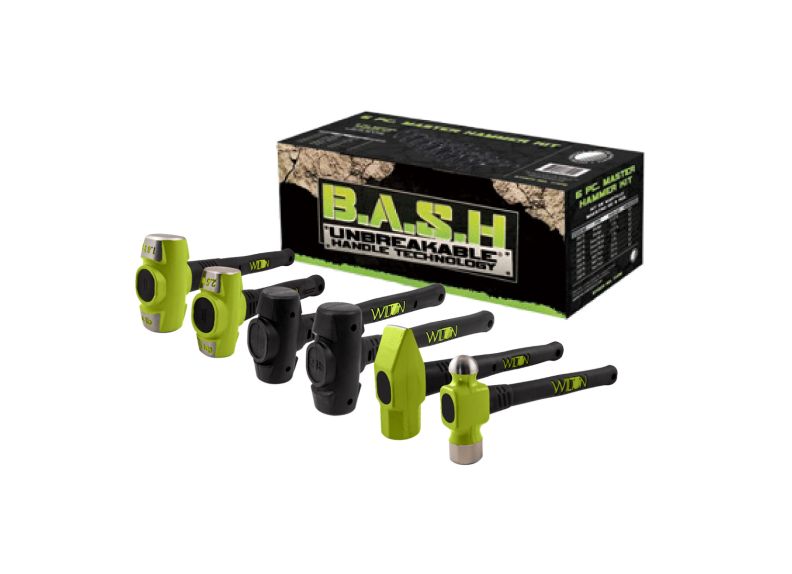 B.A.S.H® 6-Piece Master Hammer Set with Case - Professional Construction Tools for Carpentry, Masonry & Home Improvement Projects