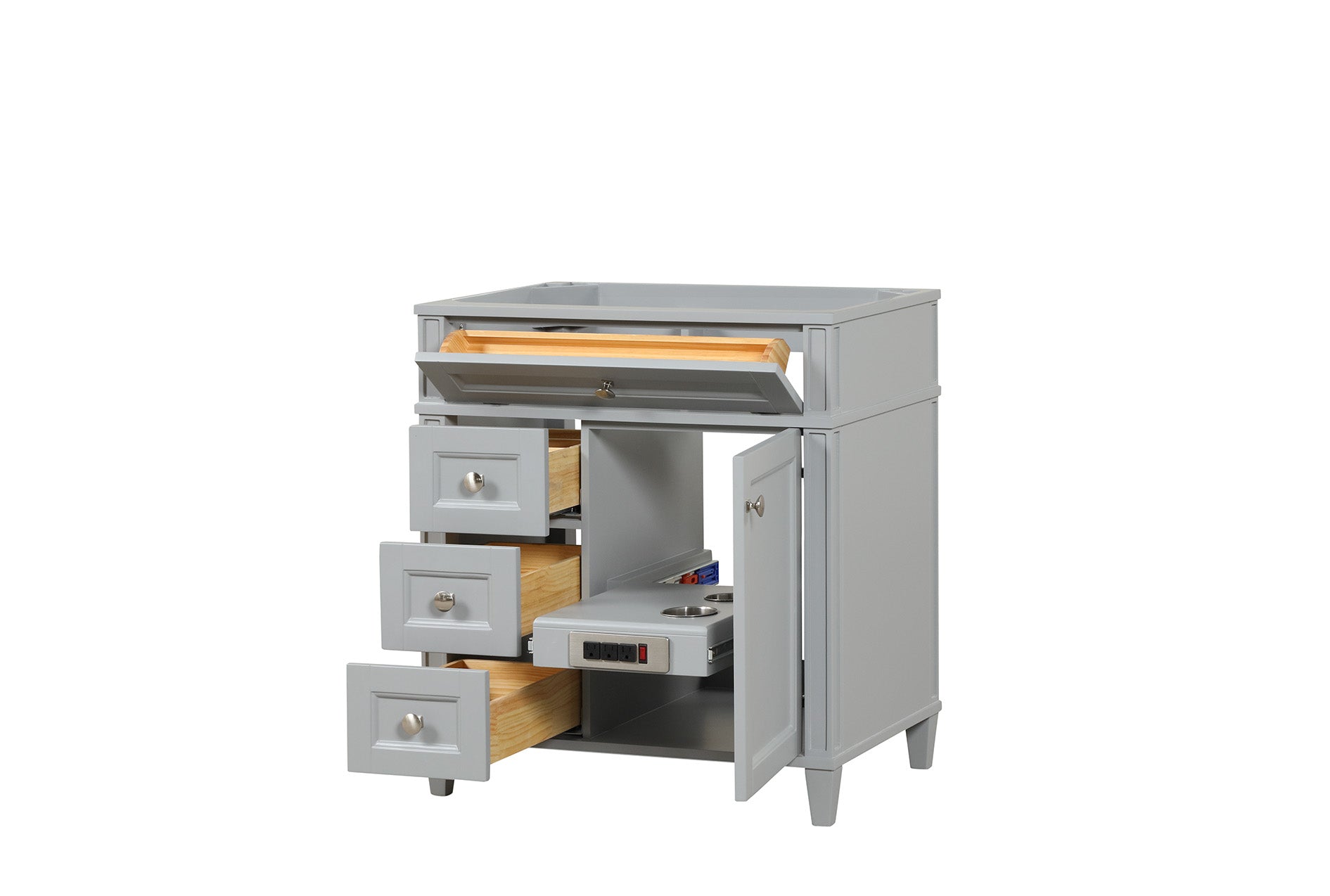 Kensington 29.5-Inch Left-Hand All-Wood Bathroom Vanity in Metal Gray - Cabinet Only for Modern Home & Powder Room Decor