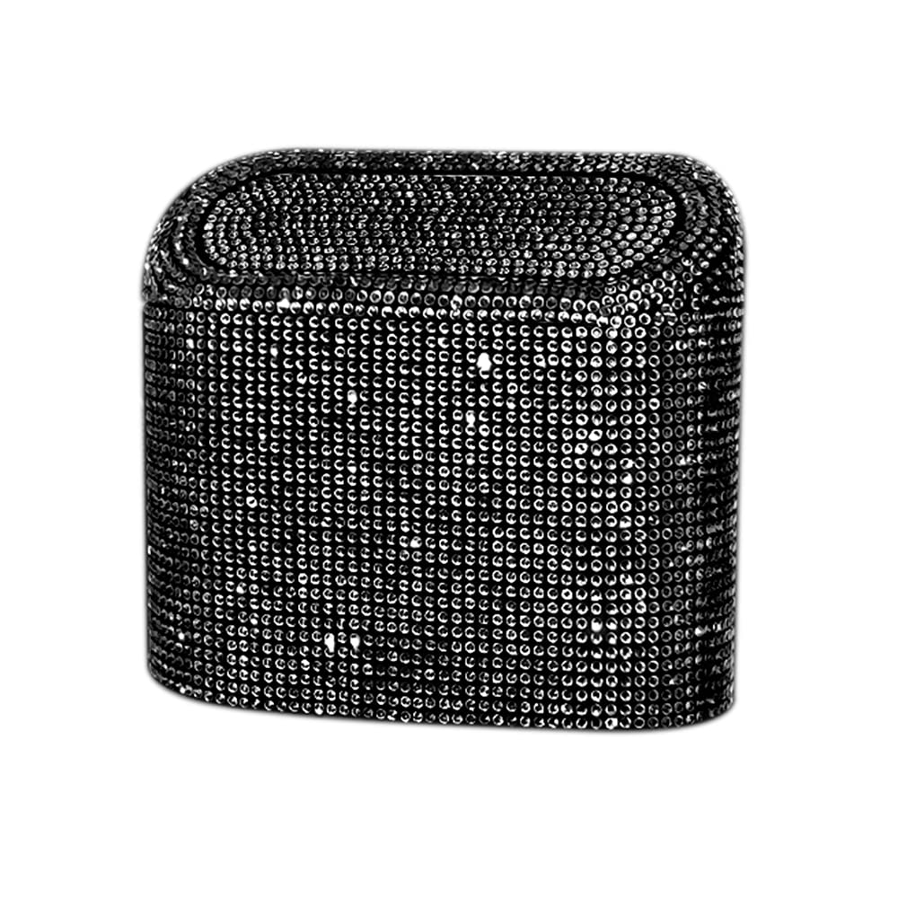 Sparkly Rhinestone Car Trash Can with Lid - Hanging Vehicle Garbage Bin for Car, Truck, SUV | Leak-Proof Auto Trash Container for Office & Home Use | Glittery Waste Basket for Road Trips, Commuting & Daily Organization (Black)