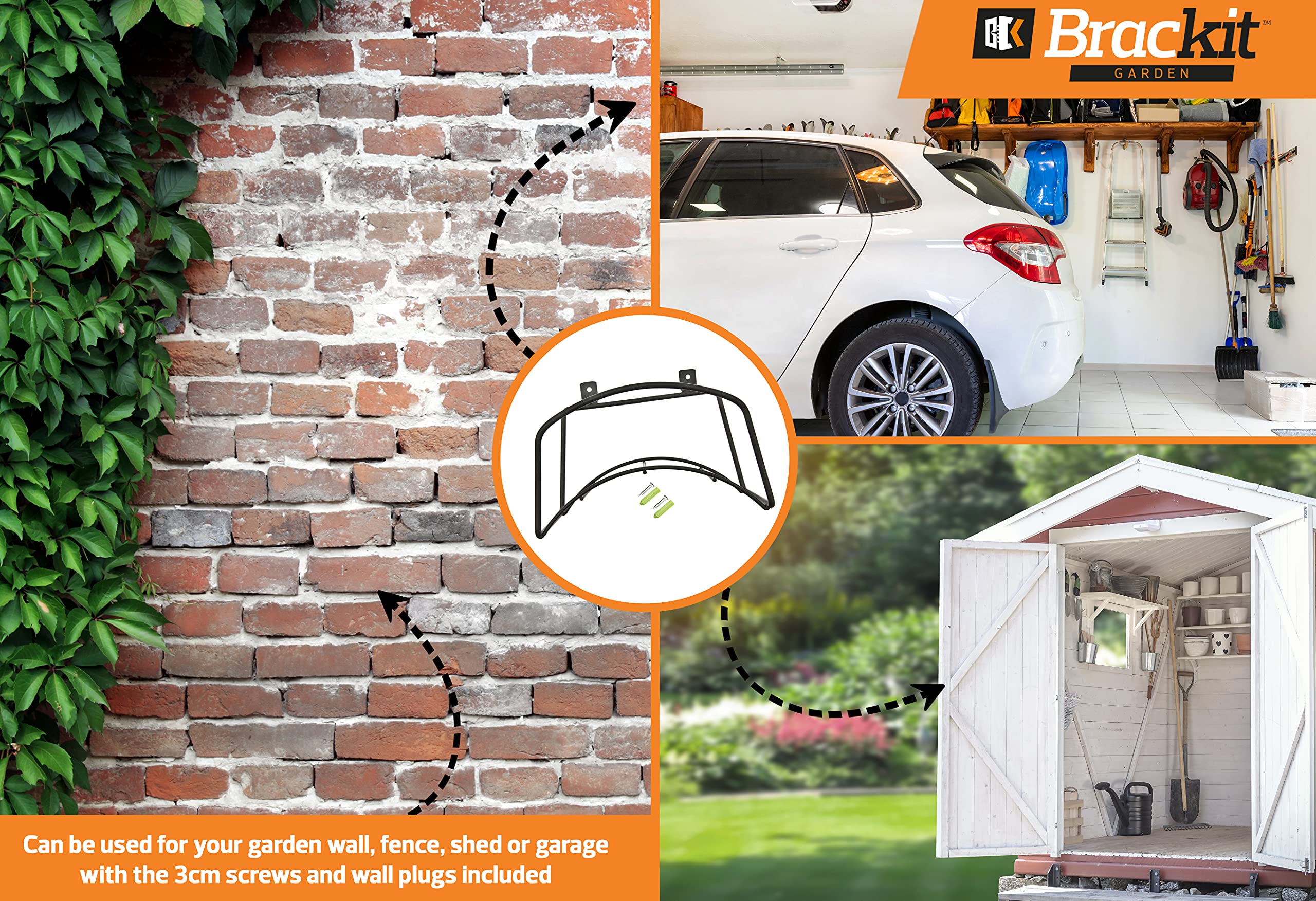 Sturdy Steel Garden Hose Holder - Wall Mount with Included Fittings - Perfect for Outdoor Yard, Garden & Garage Organization