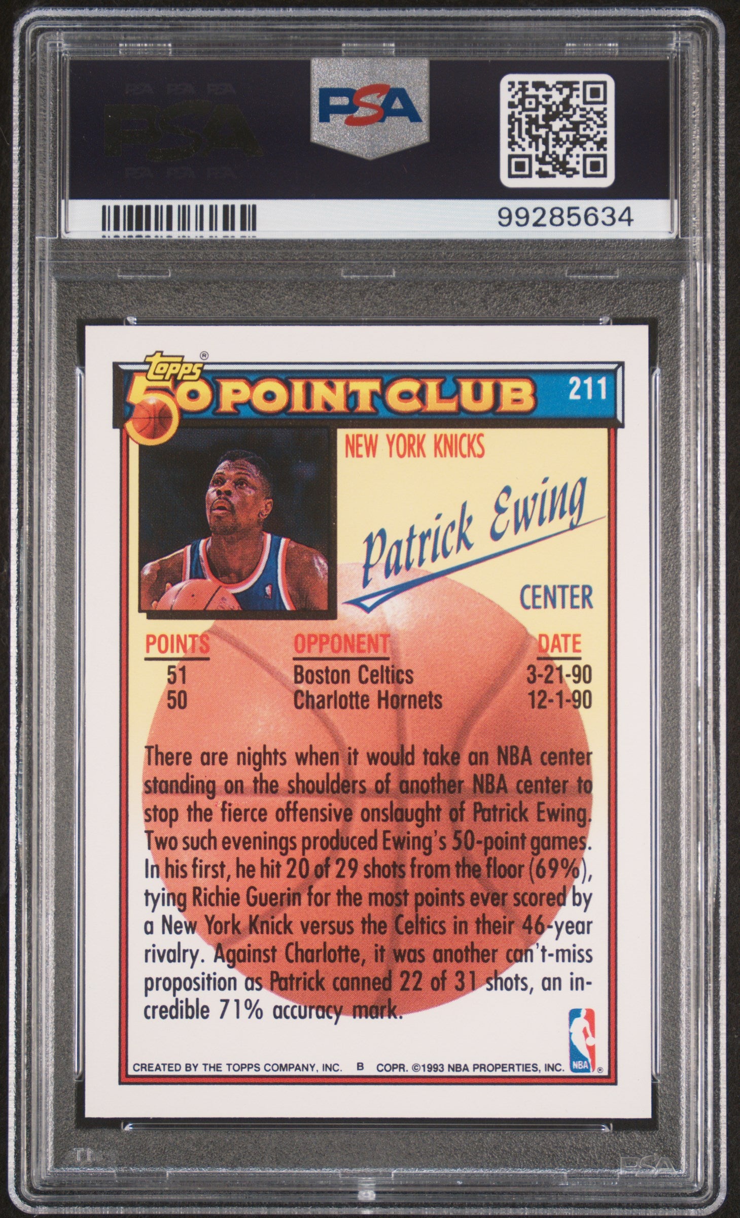 1992 Topps Patrick Ewing #211 PSA 10 Gem Mint Basketball Card - Perfect for Collectors & Sports Memorabilia Enthusiasts