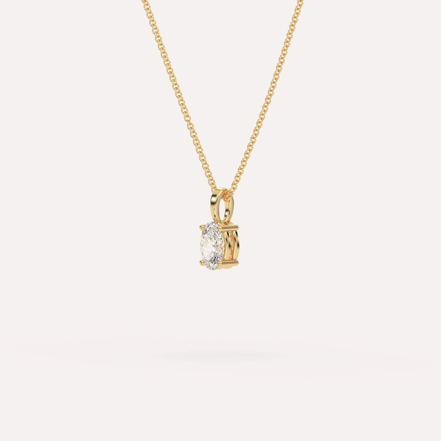 1/2 Carat Oval Diamond Pendant Necklace - 14K White Gold Solitaire Jewelry Gift for Women - Perfect for Anniversary, Birthday & Special Occasions