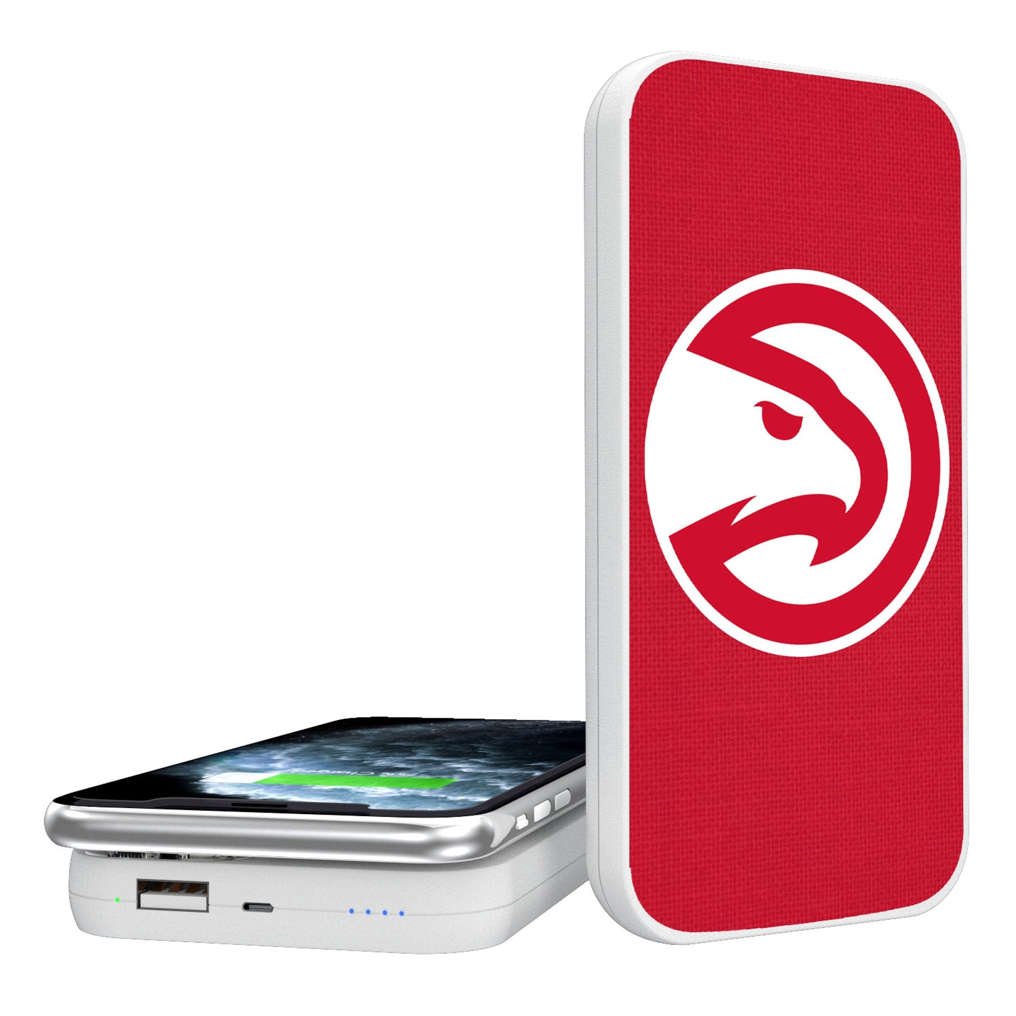 Atlanta Hawks 5000mAh Portable Wireless Charger Power Bank - Fast Charging for iPhone, Samsung & AirPods - Perfect for Travel, Work & Game Days