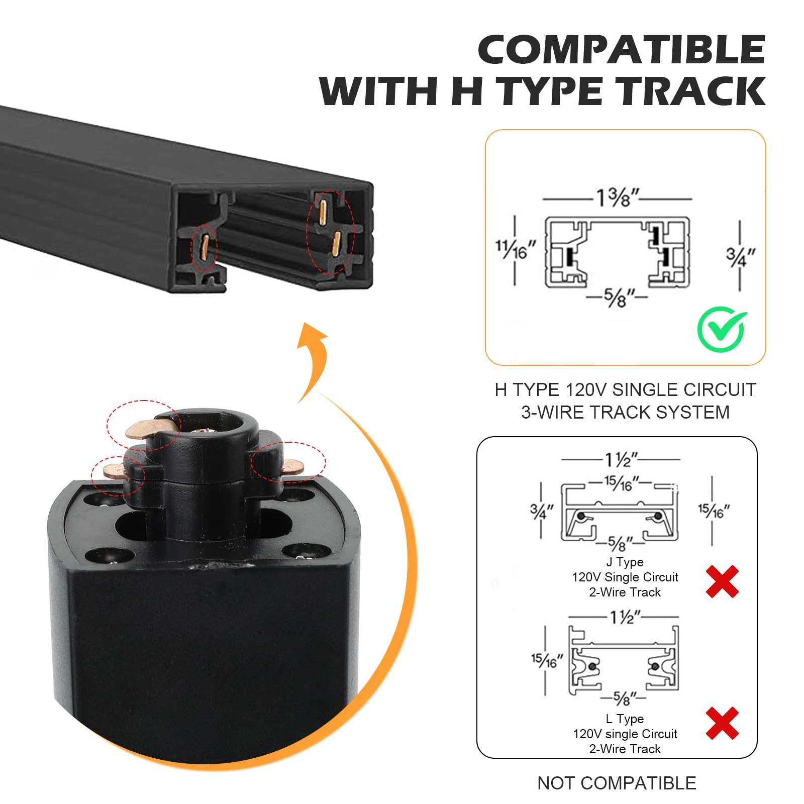 10W Dimmable LED Track Lighting Heads - H Type Track Light Replacement Fixtures, 3000K Warm White, CRI90+, 24° Beam Angle, 1000lm - Perfect for Kitchen, Dining Room, Wall Art Accent & Task Lighting