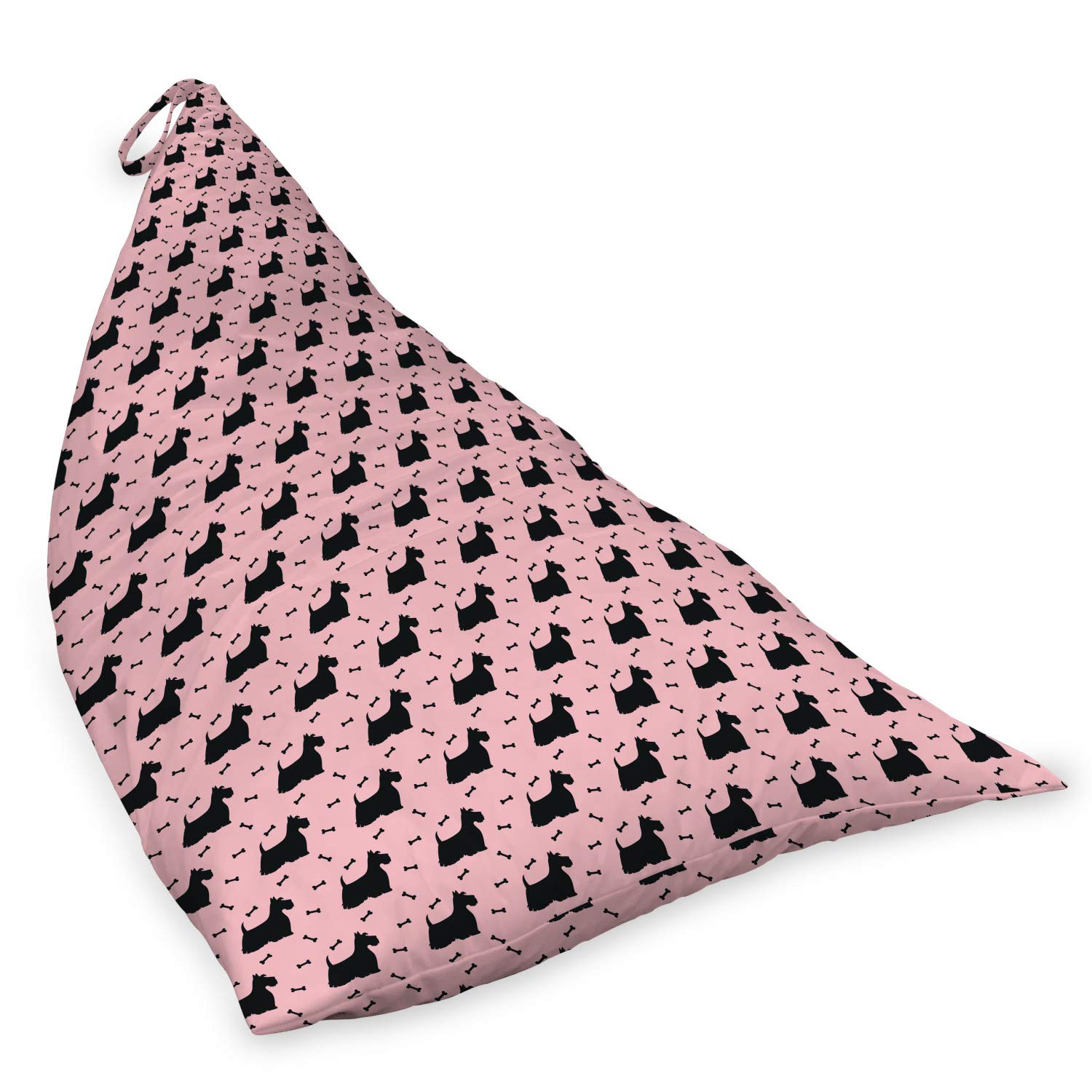 Ambesonne Scottie Dog Lounger Chair Bag - Fluffy Terrier & Bones Design on Pink Background - High Capacity Storage with Handle - Perfect for Pet Lovers, Home Organization & Travel Accessories