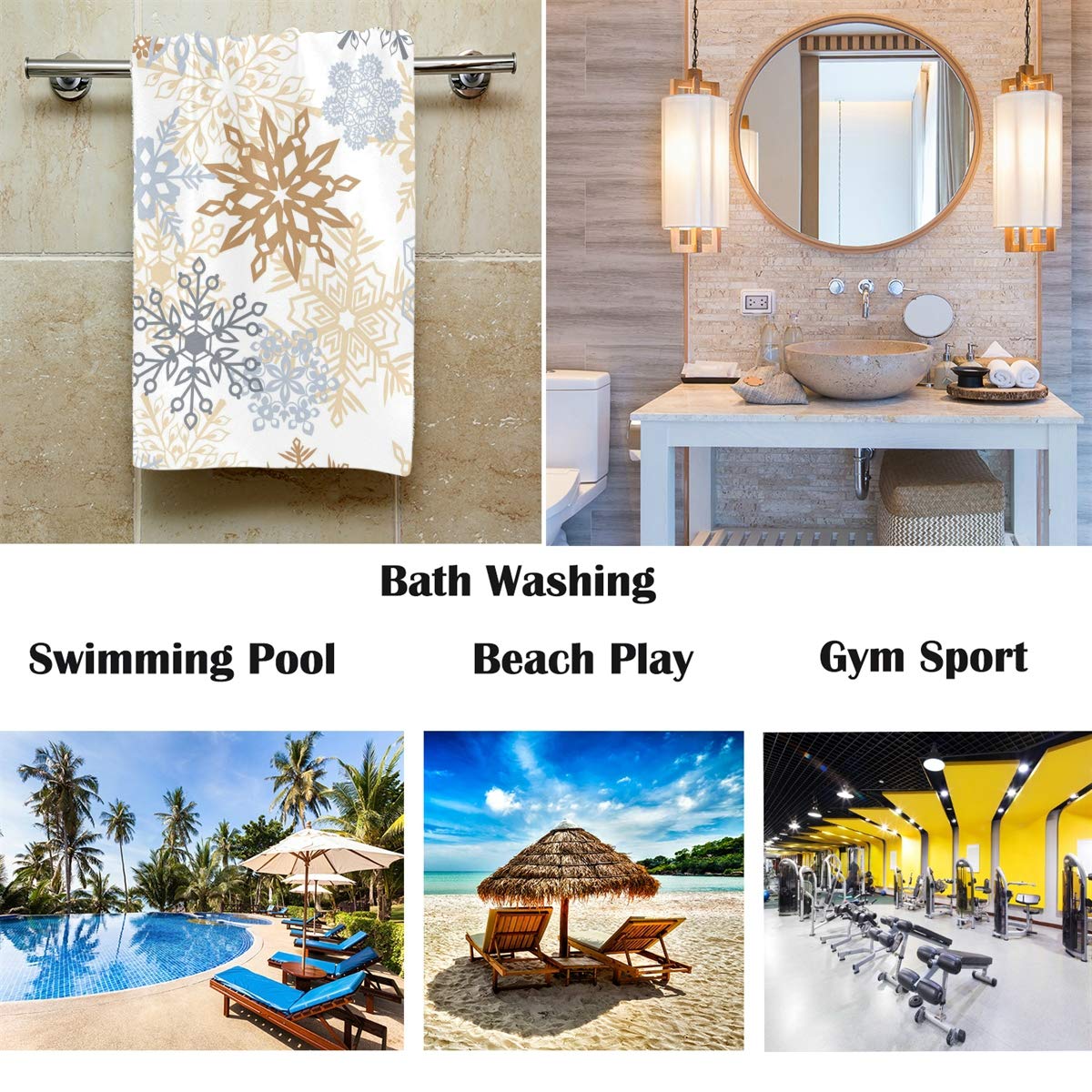Premium Gold & Blue Snowflake Hand Towels 16x30 Inch - Ultra Soft & Highly Absorbent Christmas Winter Bath Towels for Bathroom Decor - Perfect Holiday Gift for Home, Kitchen & Guest Use