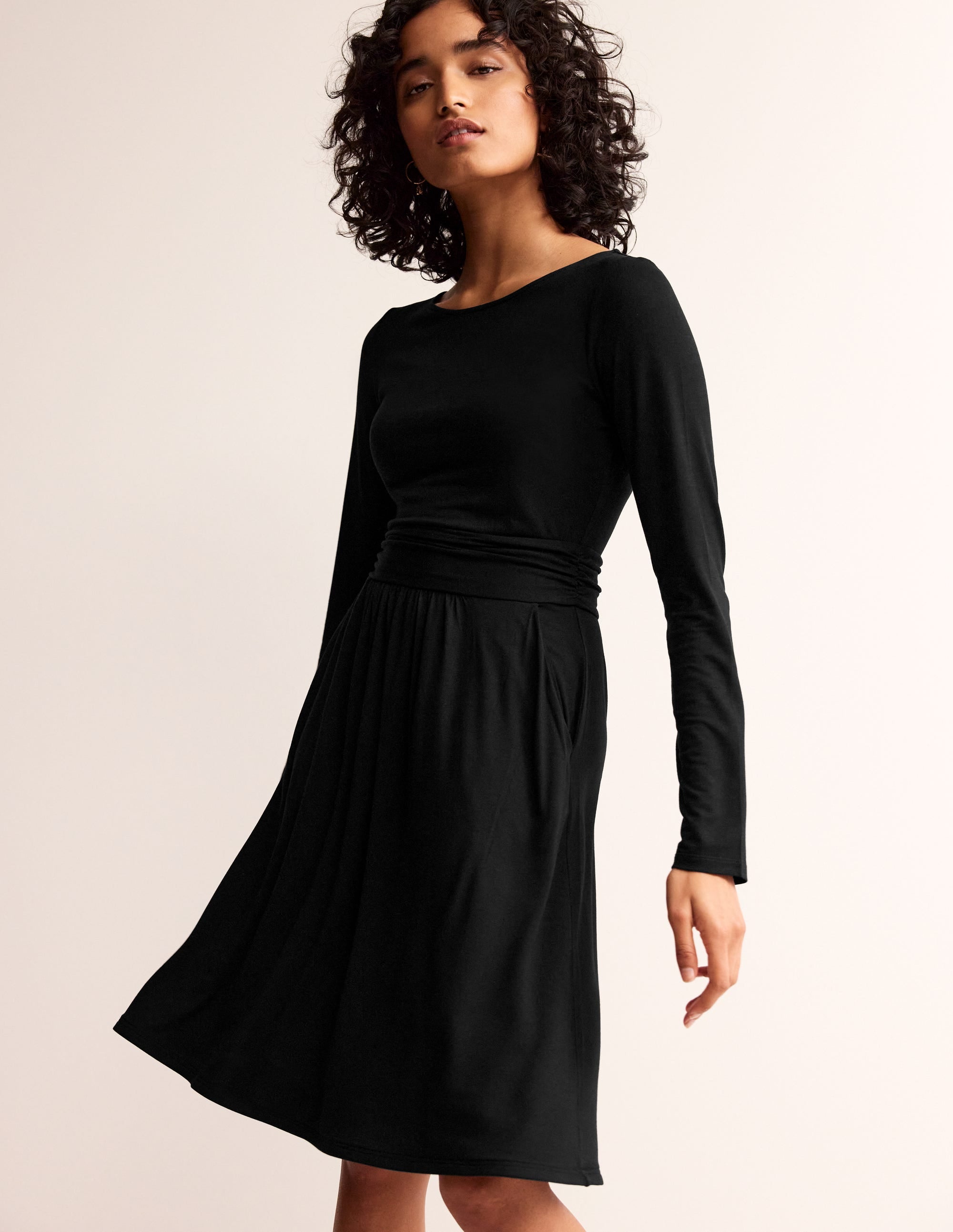 Amelie Women's Long Sleeve Casual Dress - Black | Elegant Fall & Winter Office Wear | Perfect for Work, Parties & Date Nights