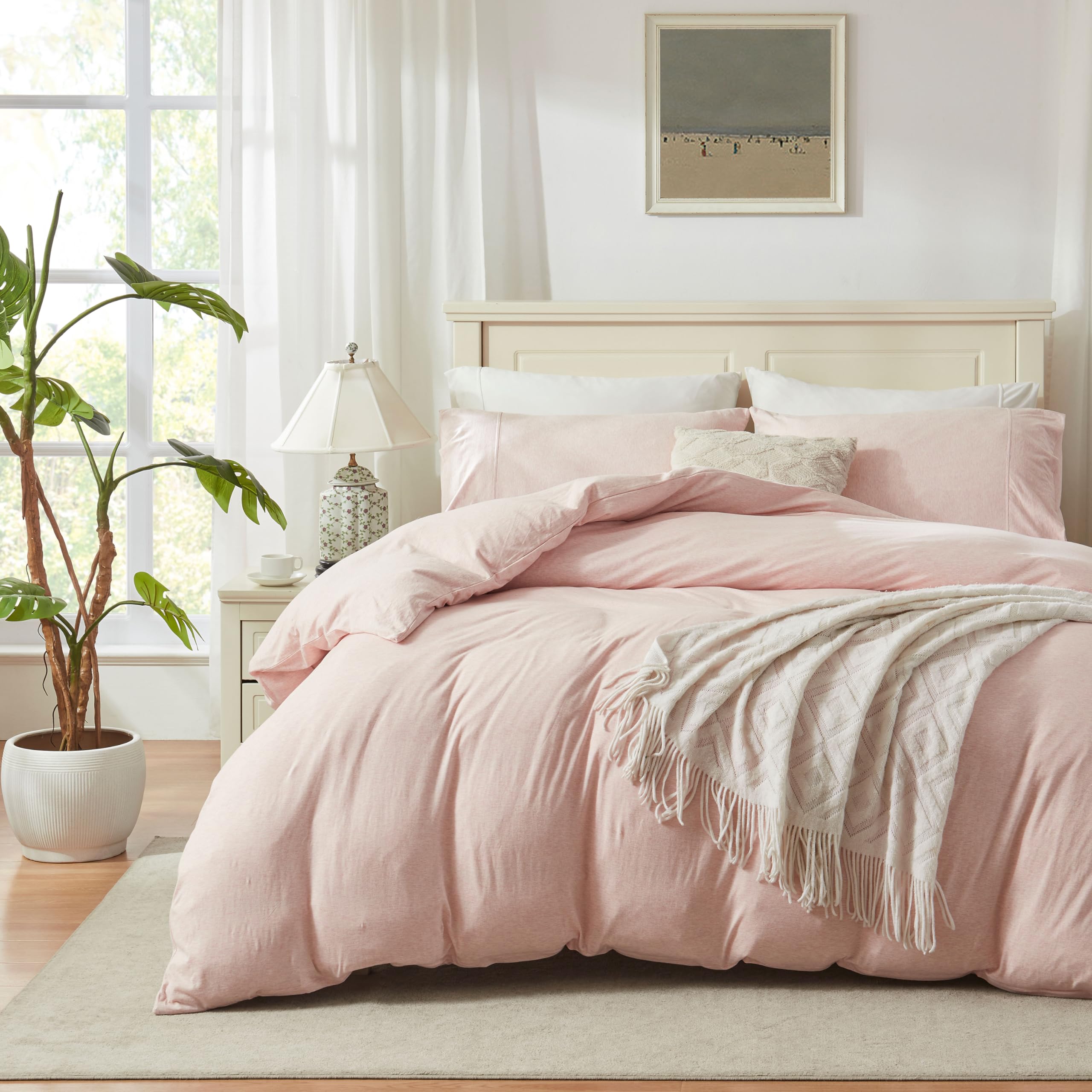 Soft Jersey Knit Cotton Duvet Cover Set - King Size 3pc for Cozy Bedroom