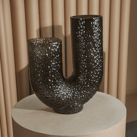 AYTM Arura High Glass Vase 16 Inches Tall - Modern Black Home Decor for Centerpieces, Wedding Flowers, and Living Room Decor