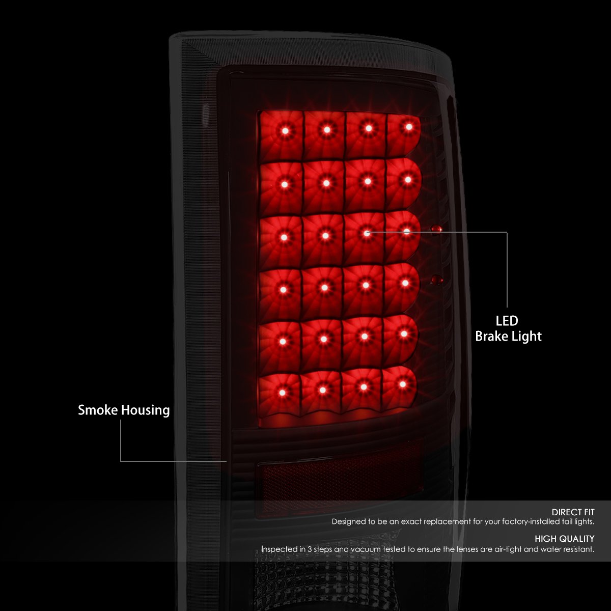 Auto Dynasty 2PCS Full LED Rear Tail Lights Brake Lamps for Dodge Ram 1500/2500/3500 (2009-2017) - Black Housing Smoked Lens - Driver & Passenger Side - Enhanced Visibility & Style for Night Driving & Off-Road Adventures