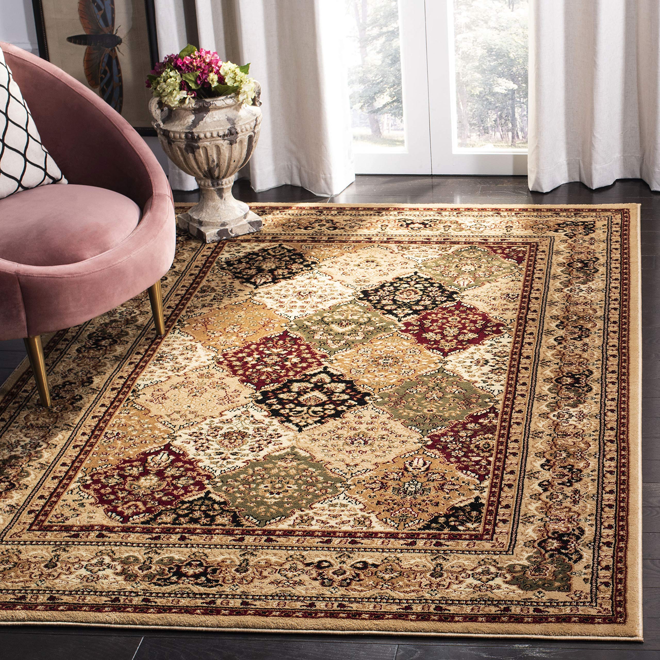 SAFAVIEH Lyndhurst Collection 9' x 12' Traditional Oriental Area Rug - Multi & Beige Non-Shedding Easy Care Rug for High Traffic Living Room, Bedroom, Dining Room & Office (LNH221C) - Perfect for Home Decor & Interior Design