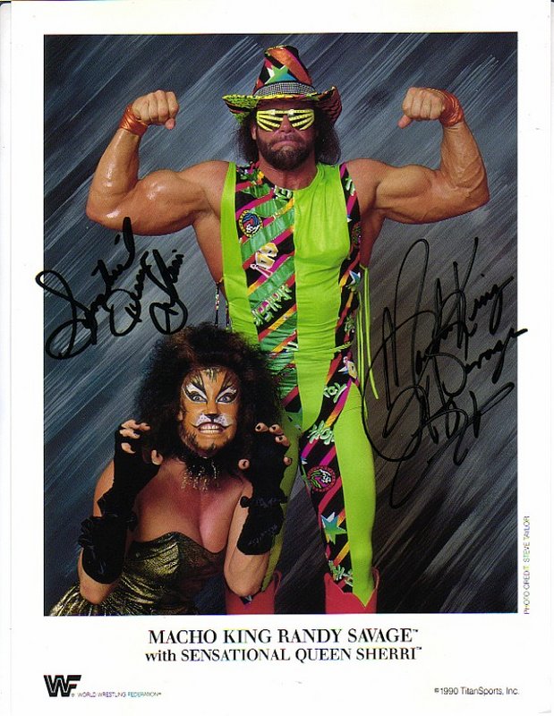 1990 Macho King Randy Savage & Sensational Queen Sherri Autographed Wrestling Memorabilia - Signed WWE Collectible for Fans & Enthusiasts - Perfect for Display, Gifts, and Wrestling Memorabilia Collections