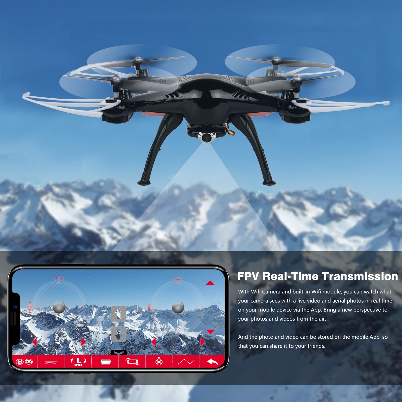 Cheerwing Syma X5SW-V3 FPV Drone with 720P HD Camera - One Key Start, Altitude Hold, Custom Flight - Best RC Quadcopter for Adults & Kids - Perfect for Aerial Photography, Outdoor Adventures & Family Fun