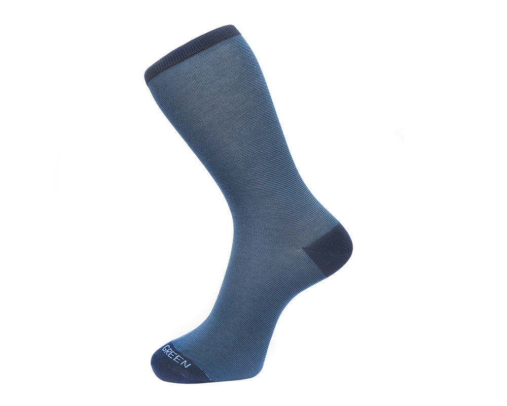 Fortis Green Men's Navy Striped Socks - Premium Cotton Dress Socks for Business, Office & Formal Occasions