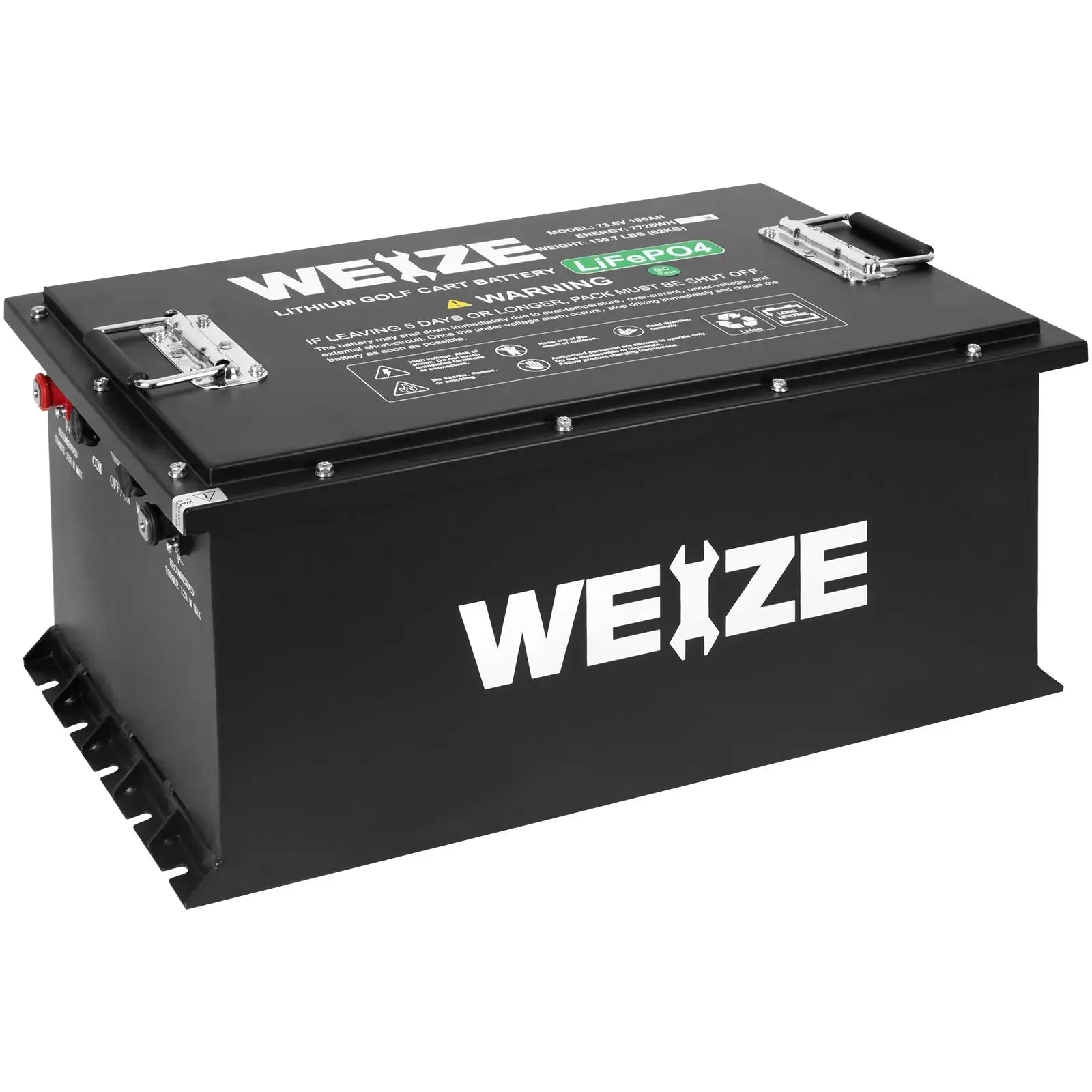 WEIZE 72V (73.6V) 105AH LiFePO4 Lithium Golf Cart Battery with Bluetooth - 7728Wh Deep Cycle Battery Kit for Electric Golf Carts, Scooters & Mobility Vehicles - Perfect for Long Rides & Outdoor Adventures