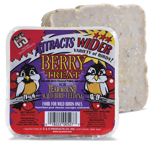 Berry Treat Suet Cakes for Birds - High Energy Wild Bird Food - Attract Cardinals, Bluebirds & Woodpeckers - Perfect for Backyard Bird Feeders in Winter & Cold Weather