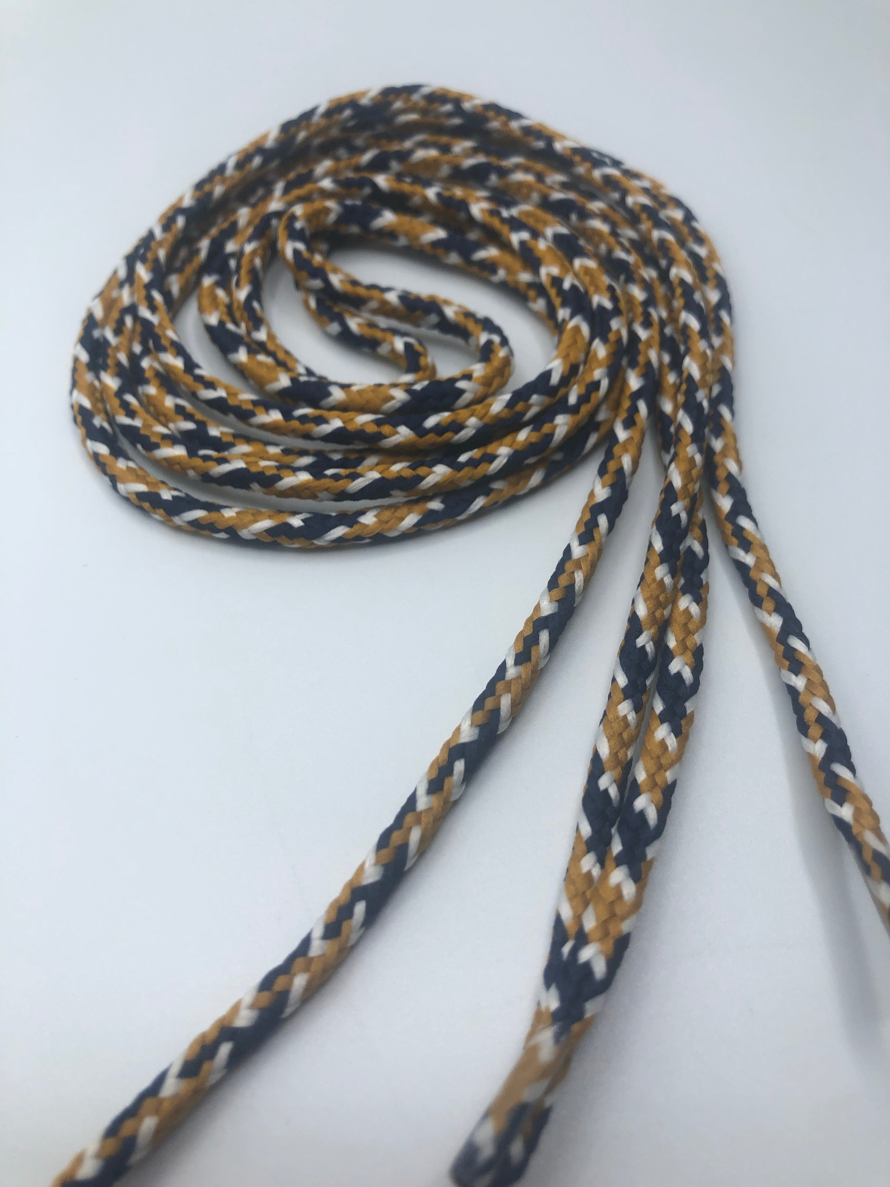 Vibrant Round Multi-Color Shoelaces - Navy, Gold & White | Stylish & Durable for Sneakers, Boots & Casual Shoes | Perfect for Sports, Fashion & Everyday Wear