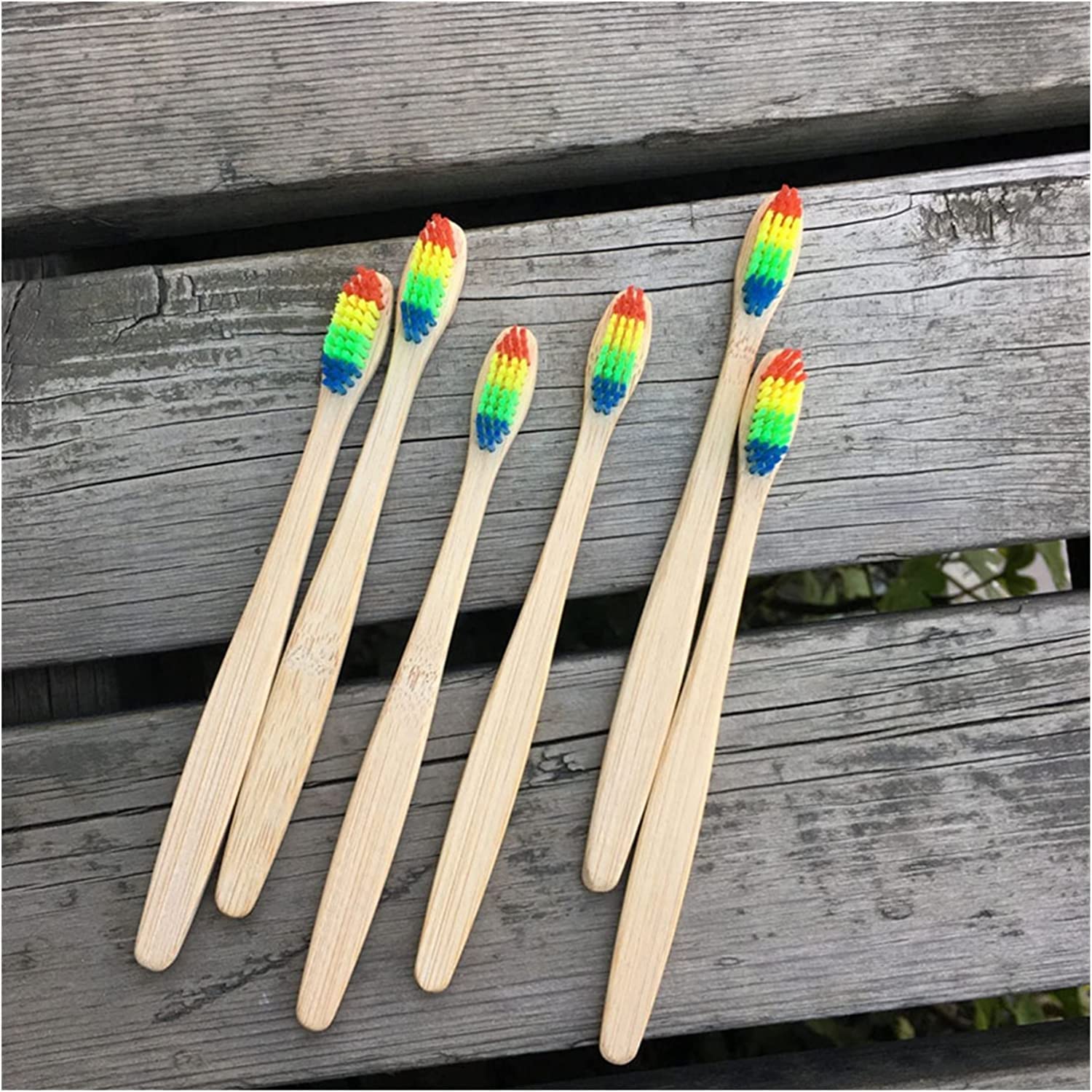 Eco-Friendly Bamboo Toothbrush for Adults - Soft Bristles, Biodegradable Handle, Natural Oral Care - Rainbow Colors (1 Pack) - Perfect for Sustainable Living & Travel