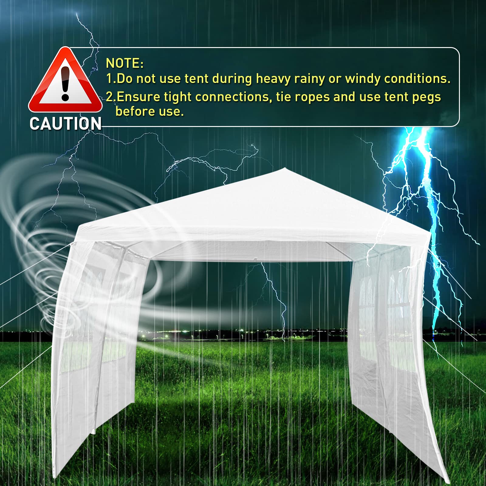 10'x20' Outdoor Party Tent with 4 Sidewalls & Transparent Windows - Waterproof Wedding Canopy Gazebo with UV Protection for Catering Events, Backyard Gatherings & Outdoor Weddings