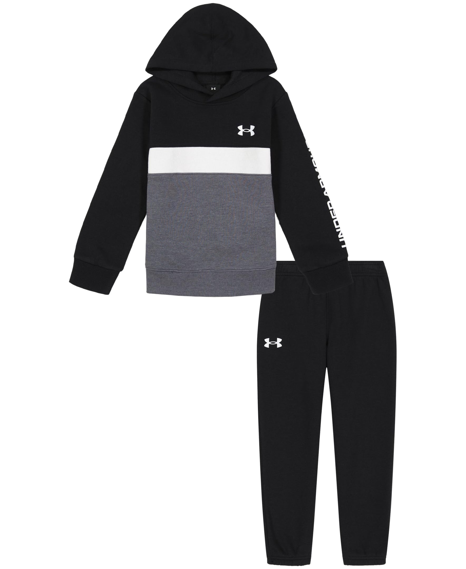 Under Armour Men's Long Sleeve Logo Hoodie & Joggers Set - Athletic Workout Outfit for Running, Gym Training & Casual Wear