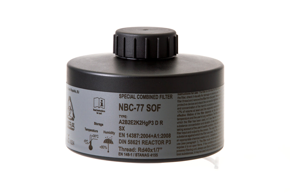 NBC 77 40mm Gas Mask Filter - Military Grade CBRN Protection for Emergency Preparedness, Survival Kits & Chemical Warfare Defense