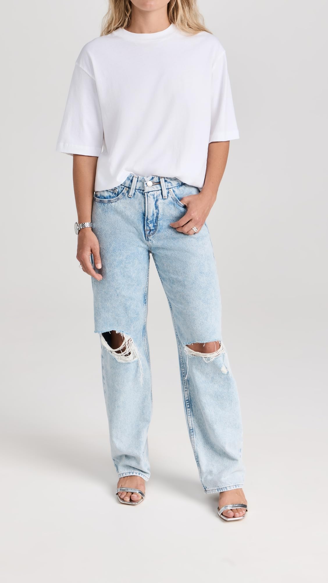 Good American Women's Good Petite 90s High Waist Straight Leg Jeans - Vintage Denim for Casual Wear, Date Night & Everyday Outfits
