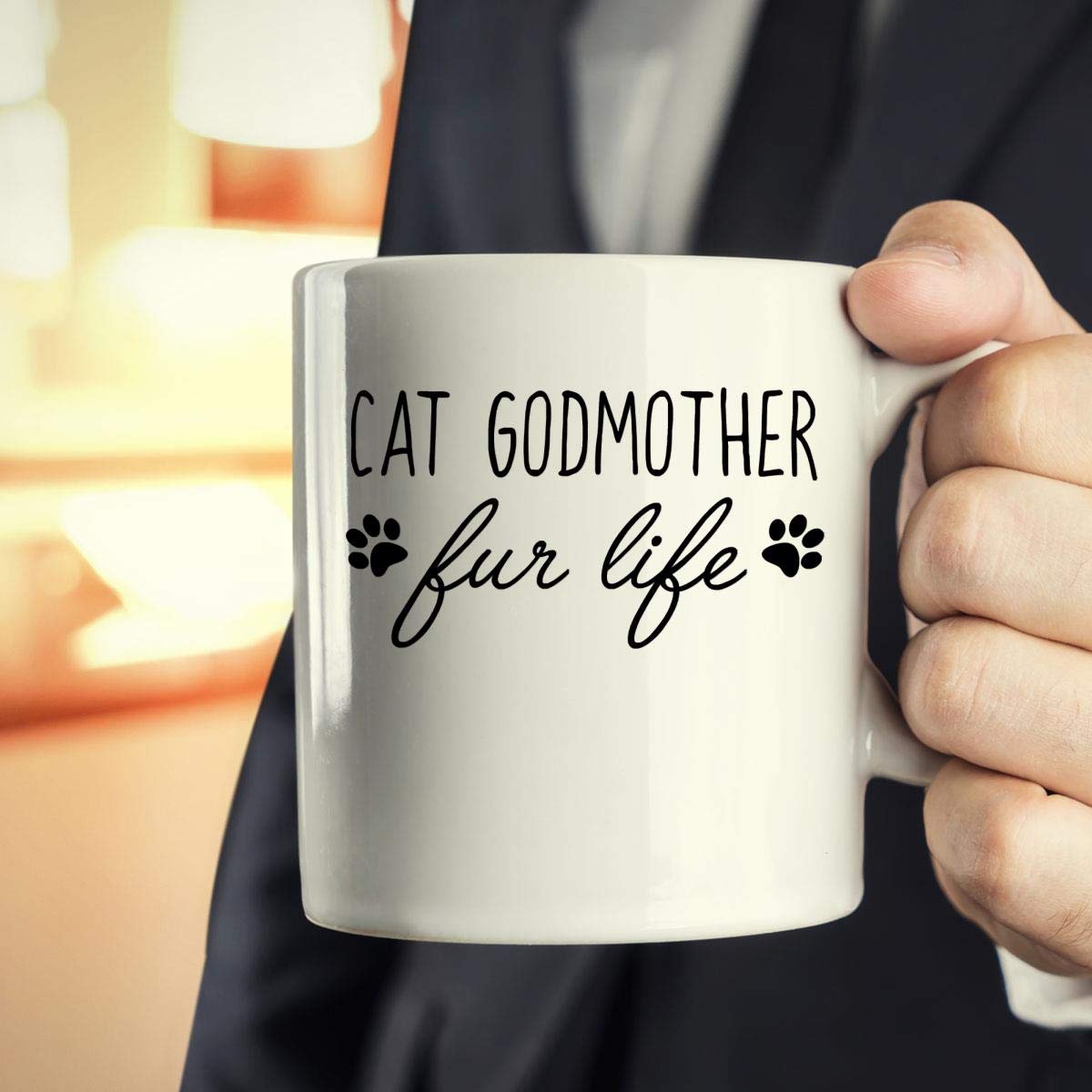 11Oz Cat Lover Coffee Mug - Perfect Gift for Cat Godmother, New Mom, Women & Aunt - Ideal for Tea, Coffee & Hot Drinks at Home or Office