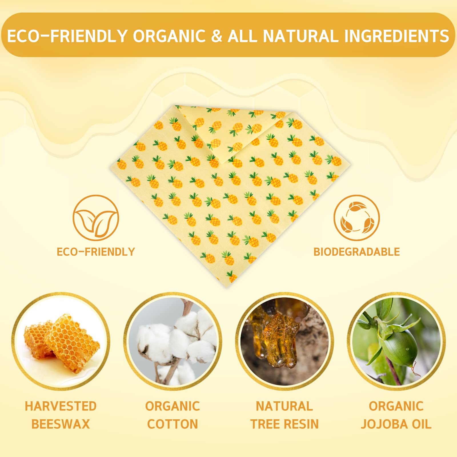 **Eco-Friendly Reusable Beeswax Food Wraps - 9 Pack Organic Beeswax Wraps for Bread, Sandwich & Food Storage | Sustainable, Plastic-Free, Zero Waste (1XL, 3M, 5S) | Perfect for Picnics, Lunchboxes & Fresh Food Preservation**