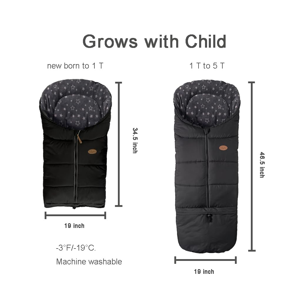 CozyMe Winter Stroller Cover with Length Extension for Newborn to 5T - Waterproof, Anti-Slip Baby Stroller Blanket & Footmuff - Perfect for Cold Weather Walks, Shopping Trips, and Outdoor Adventures