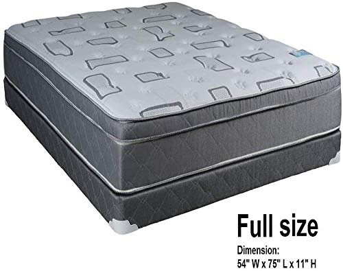 Dream Solutions USA DS USA Natural Trophy Eurotop Medium Plush Mattress Set with Mattress Cover Protector - Orthopedic Support, Innerspring Coils, Fully Assembled (Full 54