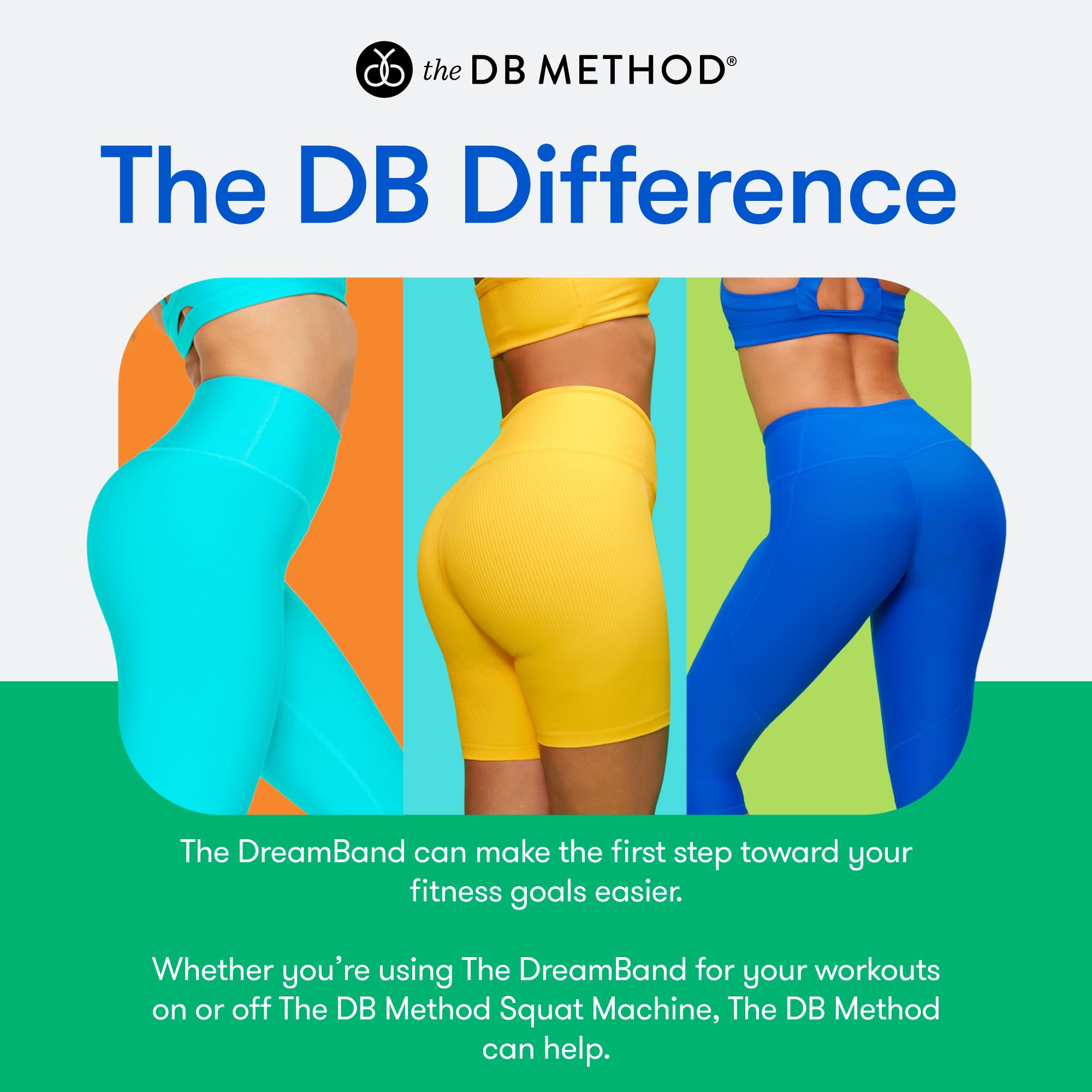 DB Method DreamBand Pro Squat Resistance Band - Low Impact Workout Band for Hip Stabilizer Muscles & Glute Activation - Home Gym Equipment for Perfect Squat Form - Ideal for Home Workouts, Physical Therapy & Fitness Training