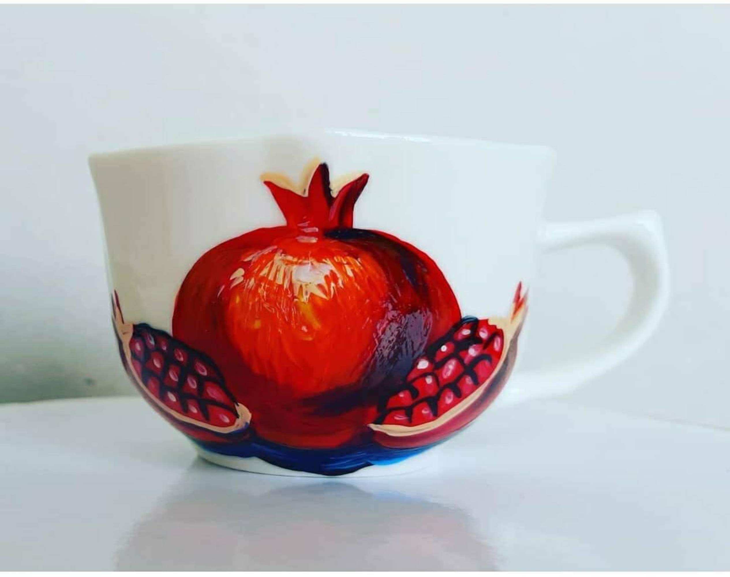 Armenian Style Ceramic Coffee & Tea Cups Set of 6 - Handcrafted Traditional Pomegranate Design - Perfect for Turkish Coffee, Espresso & Tea - Great Housewarming & Cultural Gift Idea for Coffee Lovers