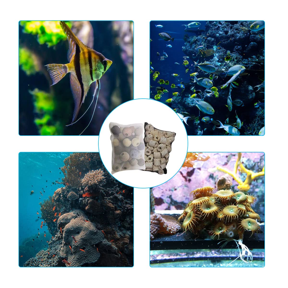5 Pcs Reusable Aquarium Filter Media Bags with Zipper - Premium Fish Tank Filter Bags for Activated Carbon, Ceramic Rings & Bio Balls - Perfect for Freshwater & Saltwater Tanks, Sump Filters & Canister Filters