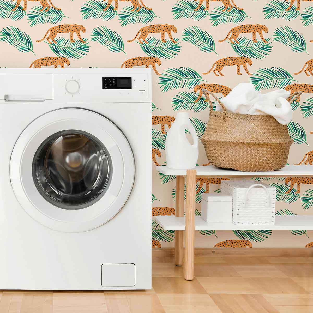 Orange Leopard Print Peel and Stick Removable Wallpaper - Self-Adhesive Decorative Wall Covering for Bedroom, Nursery, Living Room & Office Decor