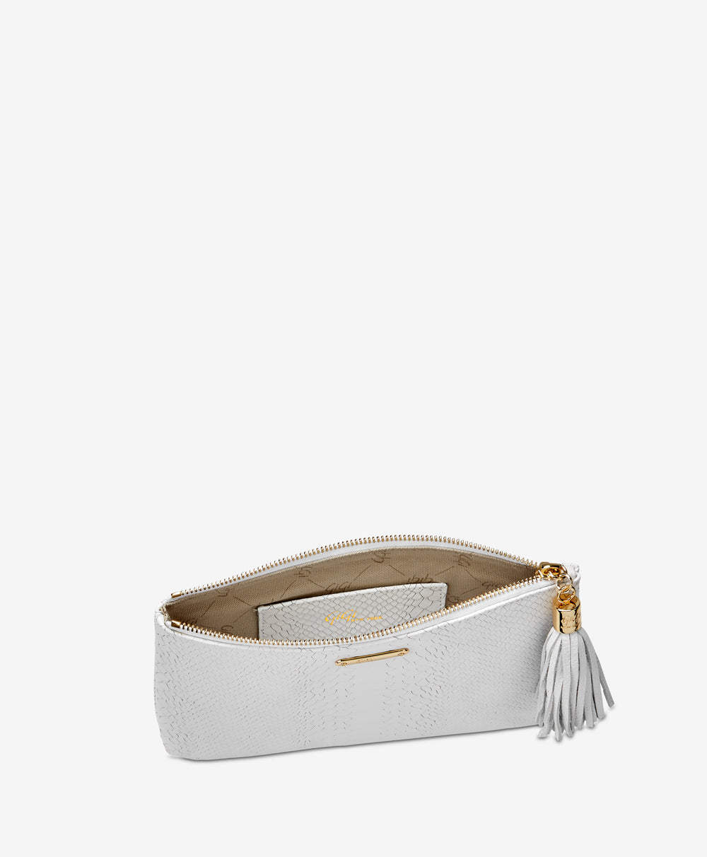 Premium White Embossed Python Leather All-in-One Handbag - Stylish Crossbody Tote for Work, Travel & Evening Events