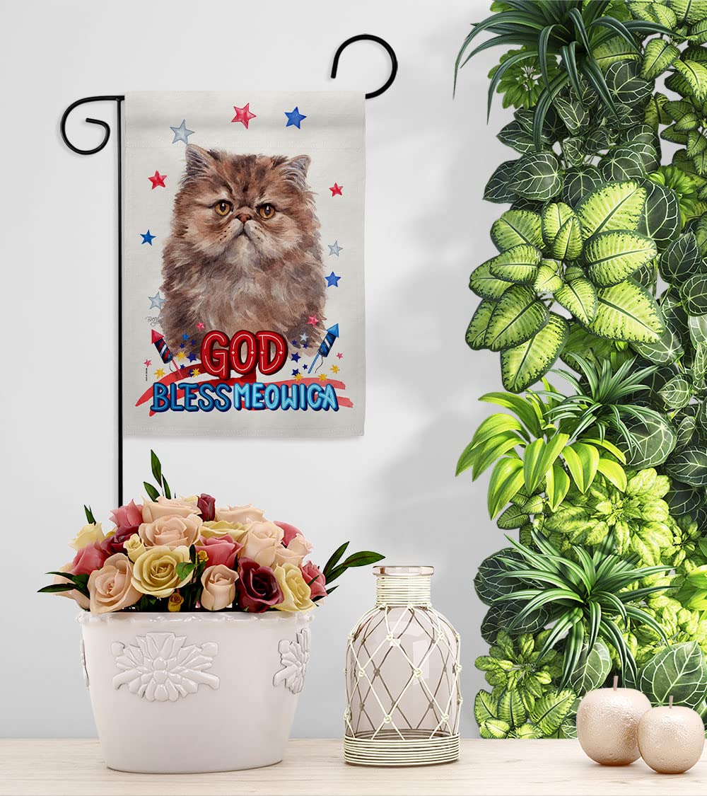 Patriotic Persian Cat Garden Flag Set - Double-Sided Pet Decor for Yard