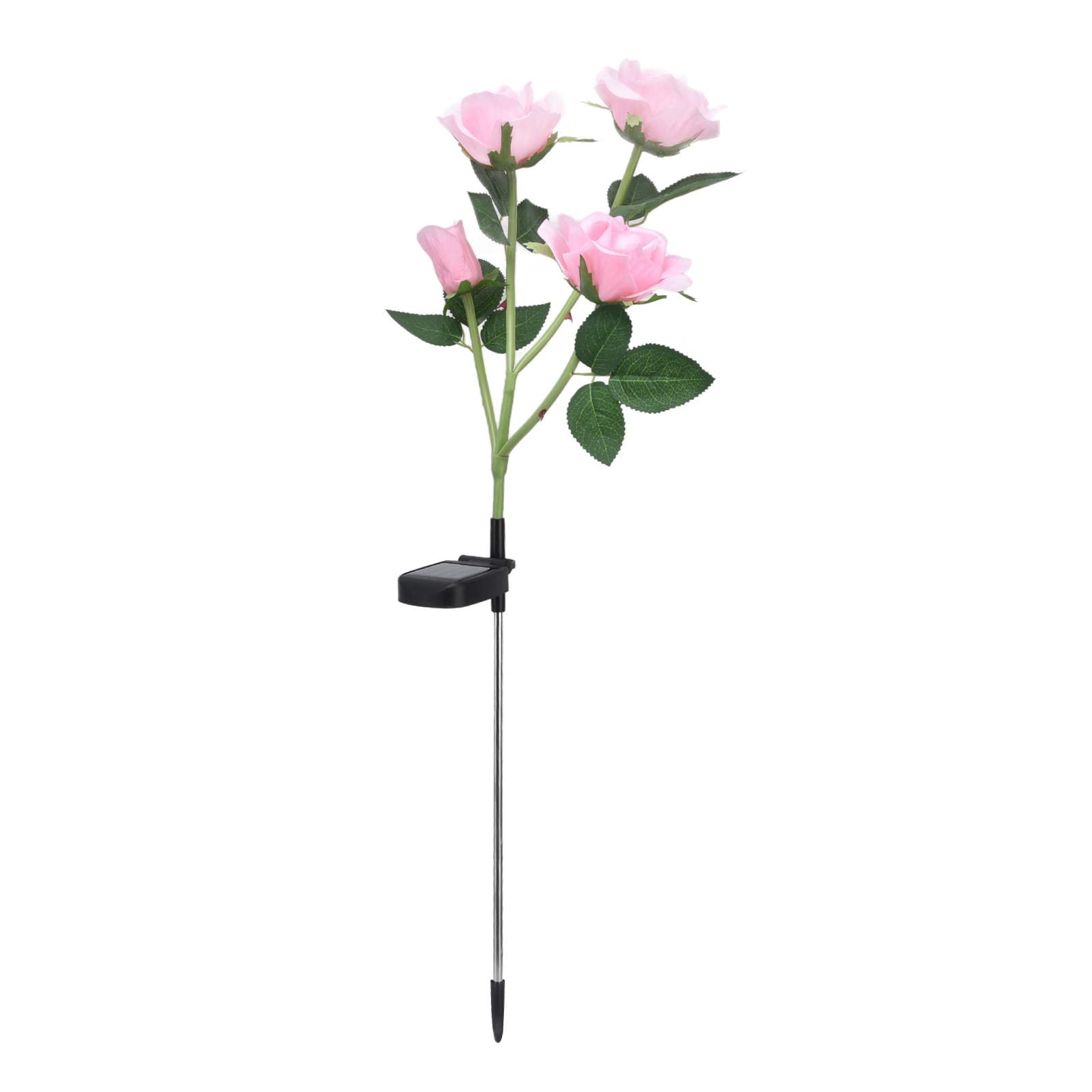 Solar Powered LED Rose Light - Pink & Color Changing Outdoor Garden Lamp for Courtyard, Pathway & Landscape Decoration | Weatherproof Romantic Lighting for Patio, Wedding & Backyard Decor
