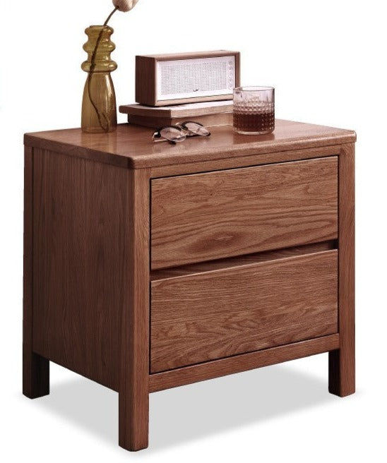 Solid Oak Wood Nightstand with Drawer - Rustic Bedside Table for Bedroom, Living Room & Office - Durable & Stylish Furniture for Home Decor