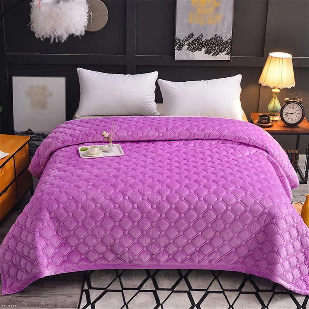 Soft Warm Coral Fleece Blanket - Winter Plaid Flannel Throw for Bed, Sofa & Couch - Lightweight & Washable - 230x230cm (90x90 inches) - Perfect for Cozy Nights, Guest Rooms & Living Room Decor