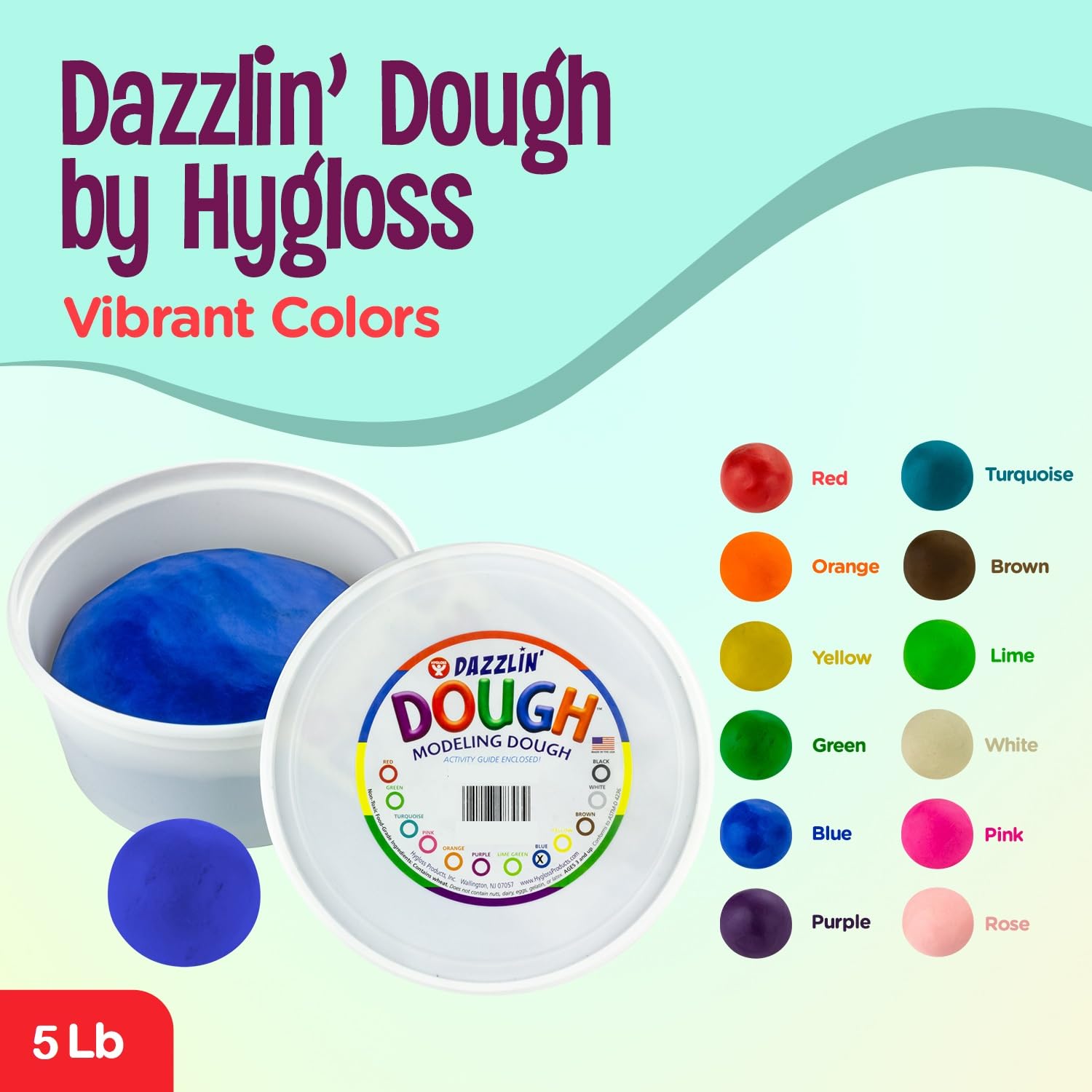 Hygloss 5lb Play Modeling Dough - Non-Toxic & Unscented Kids Art Supplies for Easter Baskets, Classroom Crafts & Party Favors - Safe Sensory Play Dough for Children's Creative Activities