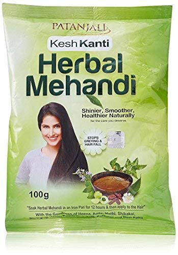 Patanjali Herbal Mehandi for Hair - 100% Natural Henna Powder, 100g (Pack of 5) - Safe Hair Dye for Gray Coverage & Conditioning - Perfect for DIY Hair Coloring at Home